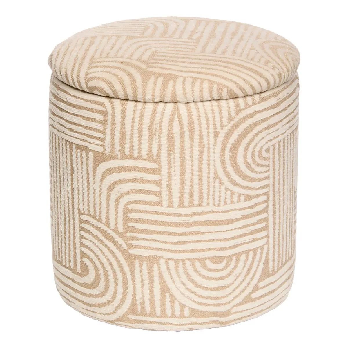 Pouf coffre Nubo chenille beige 34cm pour ranger les jouets