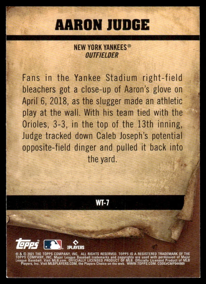 2021 TOPPS BIG LEAGUE WANTED Aaron Judge New York Yankees #6 - Image 2 of 2