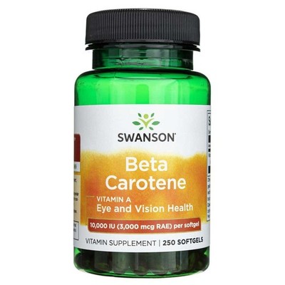 Swanson Beta-Carotin Beta Carotene (Vitamin A) 10000 IU 250 Kapseln Haut Augen