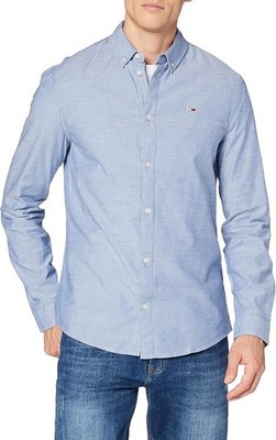 Tommy Jeans Herren TJM Slim Langarm Hemd Twilight Navy Gr. XL