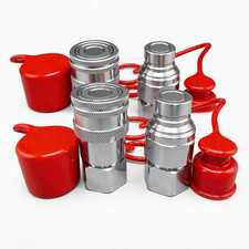 1/2" NPT Flat Face Hydraulic Quick Connect Couplers Set of 2