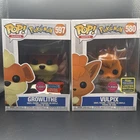 Funko Pop Pokémon Flocked Vulpix #580 And Flocked Growlithe #597
