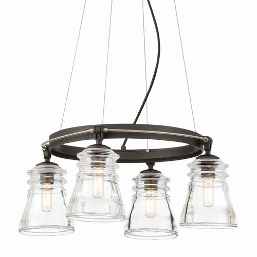 Minka Lavery 2737 Graham Avenue 4 Light 20"W Ring Chandelier - Smoked Iron / - Picture 1 of 2