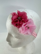 Pink flower baby headband