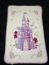 Kids Line LLC Baby Throw Blanket Castle Flower Cream Pink Purple Trim Soft Lovey