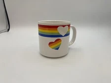 Russ Berrie & Co Vtg 1980's Rainbow  Heart  Mug (D2)
