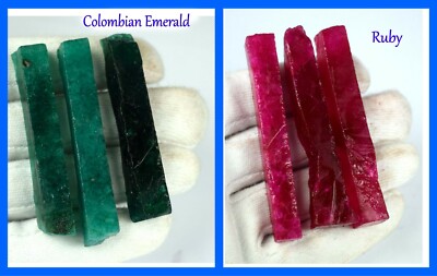 6 Pcs Colombian Emerald & Ruby Gems Slice Rough Lot 360 CT