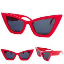 OVERSIZED Exaggerated Classy Elegant Modern Retro Cat Eye SUN GLASSES Red Frame