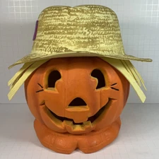 Vintage Scarecrow Pumpkin Halloween Foam Jack O Lantern Paper Magic 1998 RARE