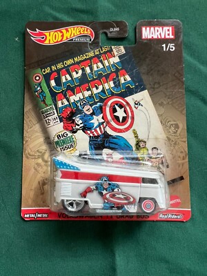 H W 2021 (VHTF) Pop Culture Marvel Caption America VW T1 Drag  BUS #1 of 5 1:64