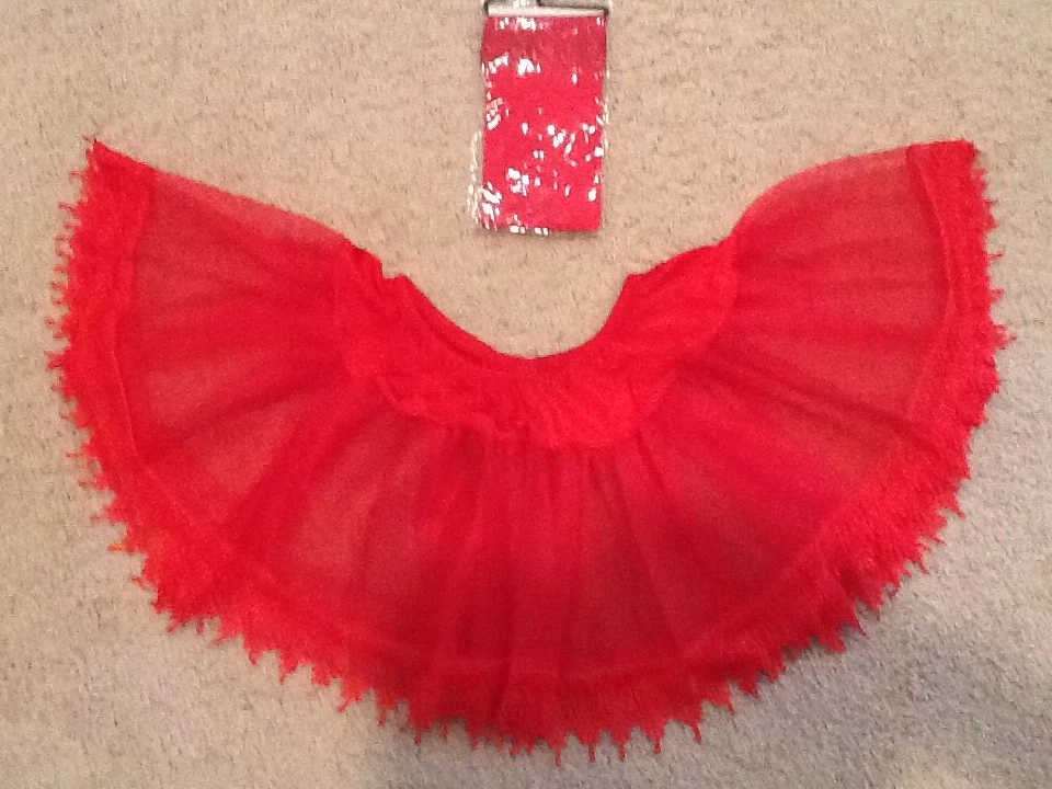 2 Pc Womens Red Lace TuTu Slip SEXY PETTICOAT & LACE ANKLE SOCKS Size L One Size - Image 2 of 4