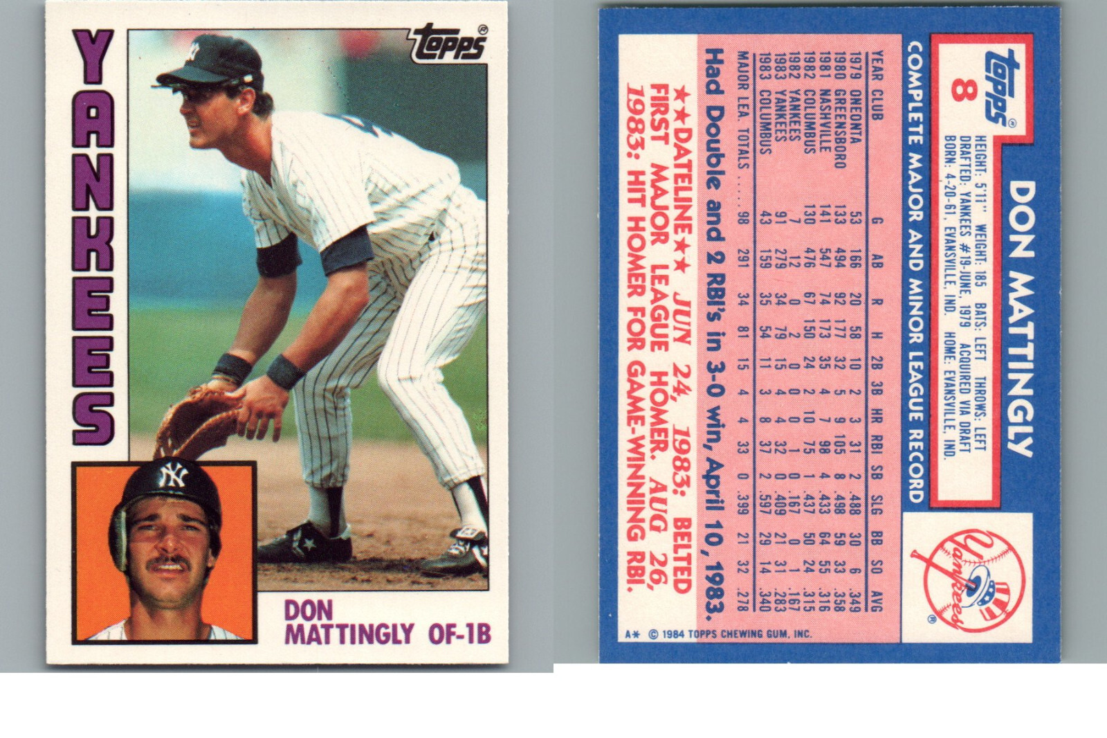 1984 Topps Tiffany ( Glossy ) Singles  ( 1-220)  HOF'ers, Mattingly ( You Pick )