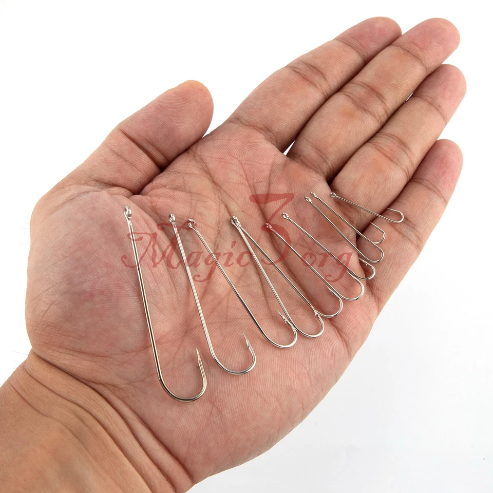 100pcs Aberdeen Fishing Hooks Long Shank Offset Circle Bass Carp Fishing Tackle - Image 3 of 4