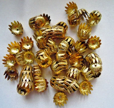 60 Perlkappen Messing - Goldfarben ca 7 x 10 mm Z-G 012 - Bild 1 von 2