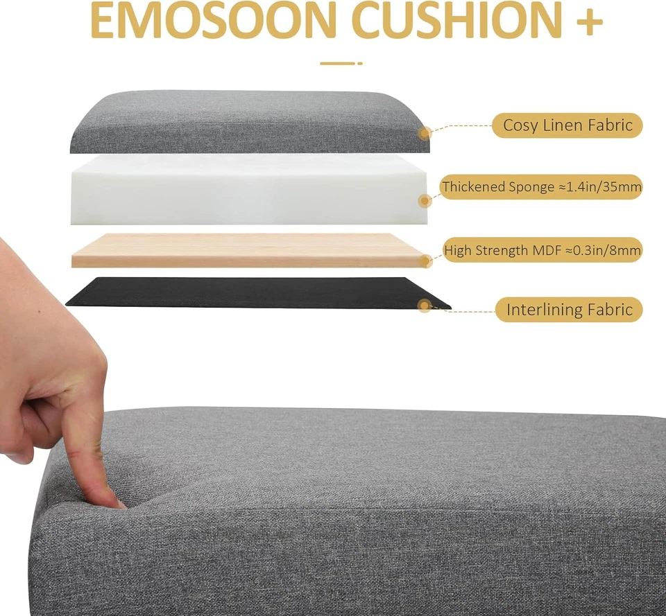 Collapsible Fabric Storage Ottoman Slim Folding Foot Stool Grey 16.5X16.5X11.8In - Image 3 of 4