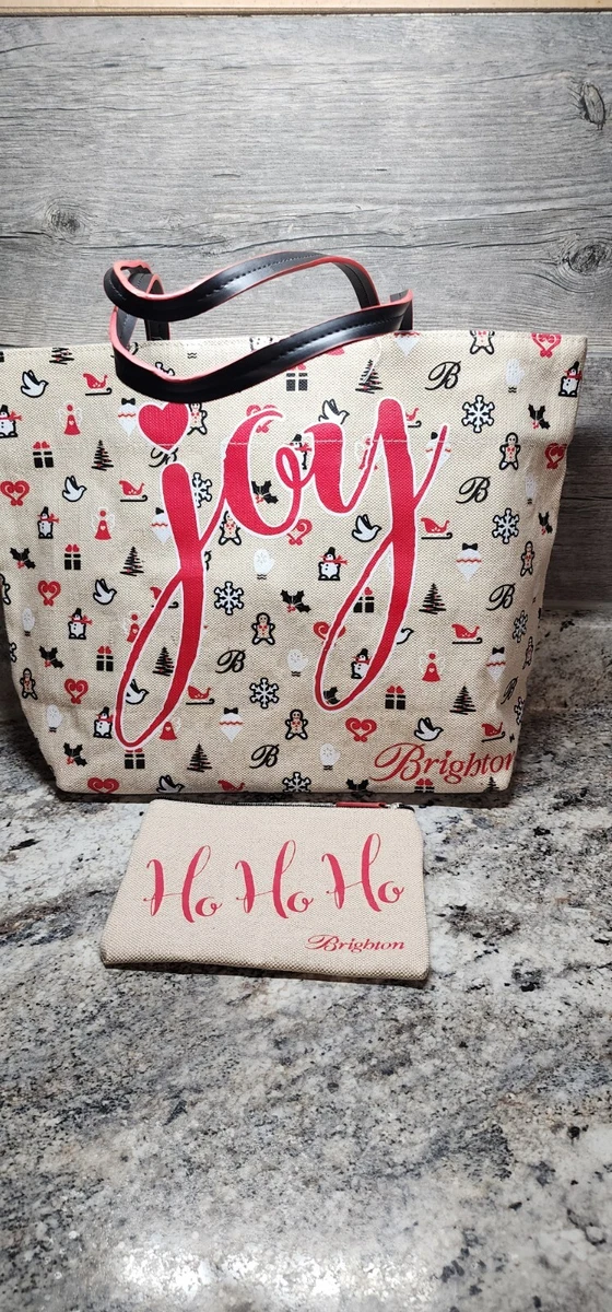 Brighton JOY Sparkly Canvas Christmas Tote Bag and small makeup bag