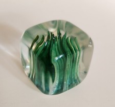 Unique Acrylic, Resin Or Lucite Cube With Green Sea Grass Design, 1.5" Cube