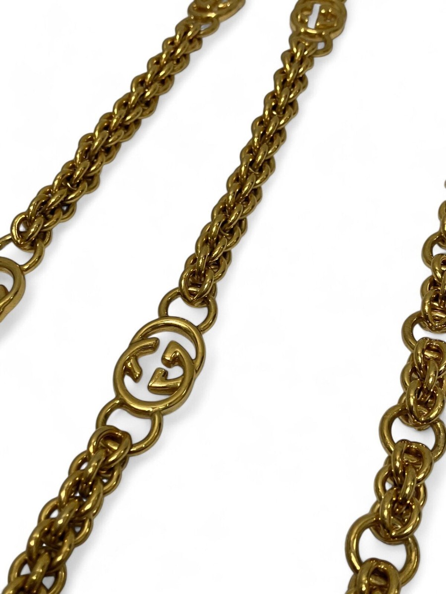 GUCCI Chain Belt GG Logo mark Vintage Long necklace Gold
