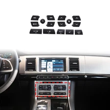 15PCS Alloy Black Climate Console Button Repair Cover For Jaguar XF 2012-2015