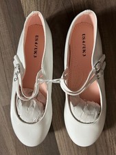 GIRL  S 1ST COMMUNION, WEDDING, PARTY. WHITE PATENT MARY JANE SHOES-SIZE 4, NEW