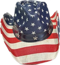 Angela William American Flag Straw Paper Cowboy Hat One Size Fits Most