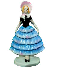 Vtg Moriyama Japan Porcelain petty girl maiden Figurine 7” Glazed