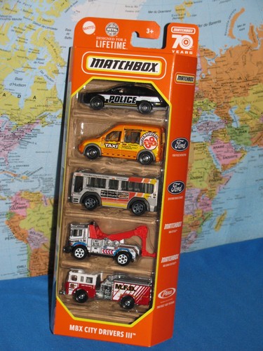 MATCHBOX 70 YEARS MBX CITY DRIVERS III POLICE FIRE ENGINE TOW TRUCK TAXI BUS NEW - Picture 9 of 9