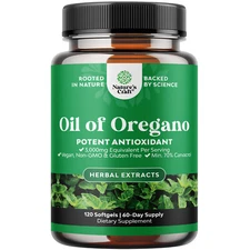 Vegan Wild Oregano Oil Softgels - Super Concentrated for Gut Heart Detox 120ct