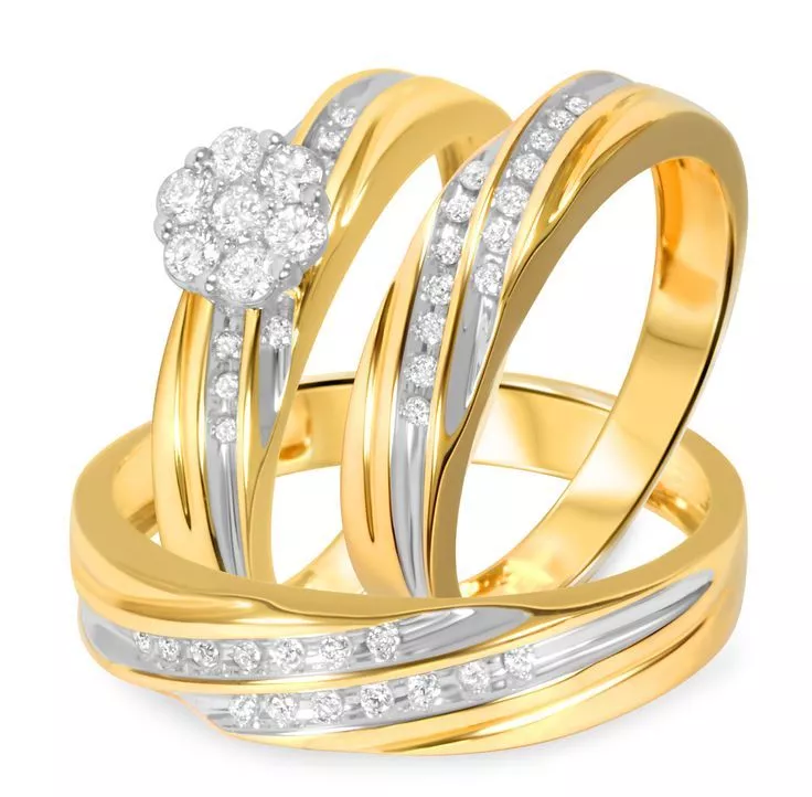 Gold trio sale wedding ring sets