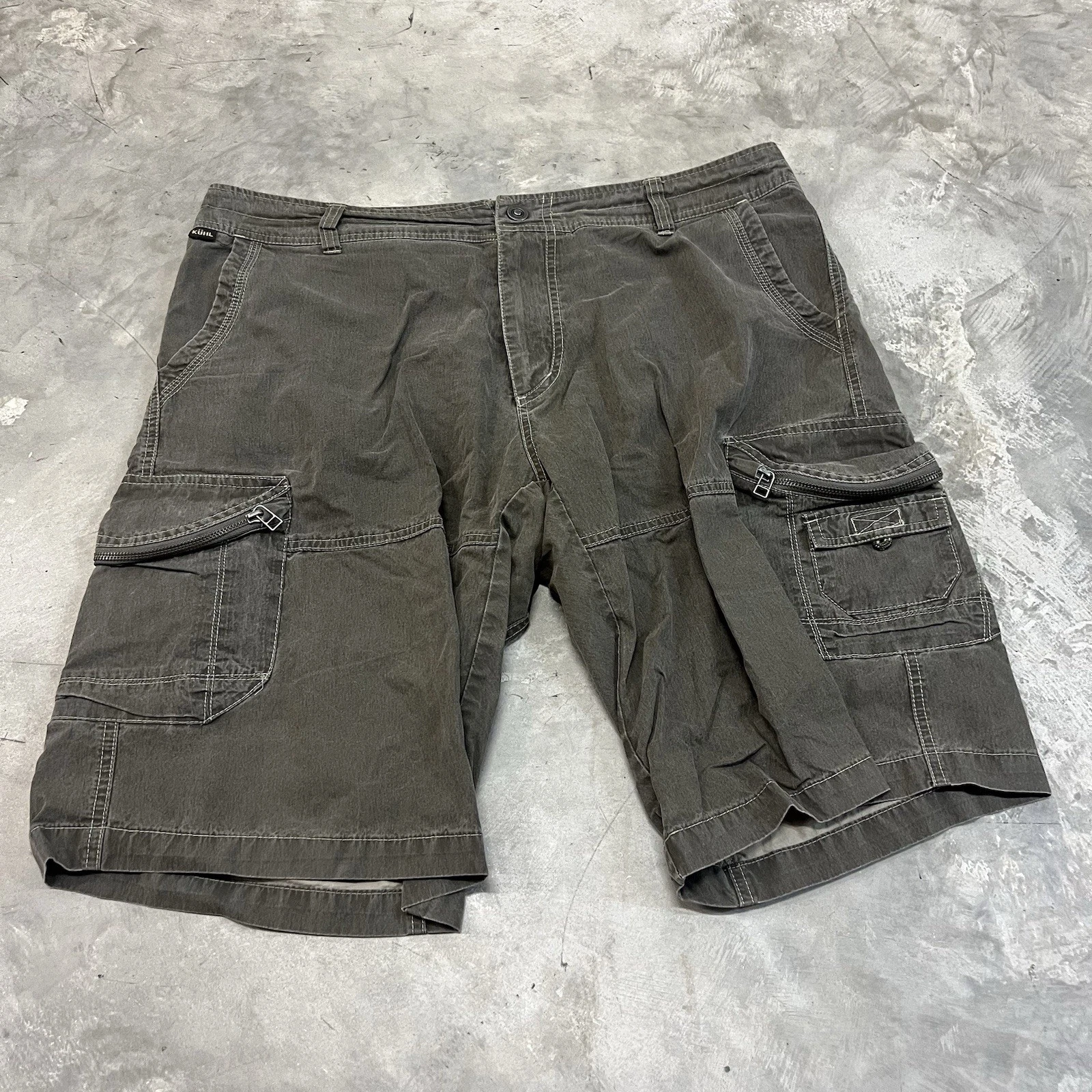 Kuhl Renegade Cargo Shorts Men's 38 Gray 12" Nylon Cotton Hiking Outdoor