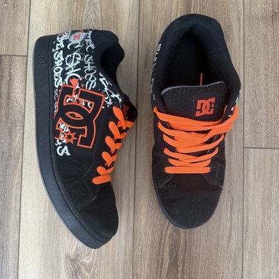 DC Shoes Rob Dyrdek Men's Black and Orange Y2k Skater Shoes Size 12 Cool  Graphic