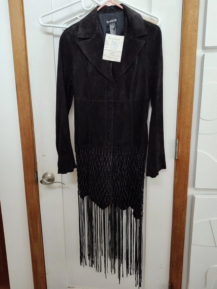 Casaco maxi vintage bebe porco camurça rede AMOSTRA novo com etiquetas pequeno