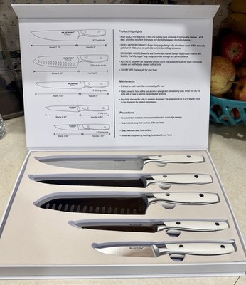 Chef Knife Set for Kitchen, 5 Piece Sharp Knife Set with High Carbon Stainless S