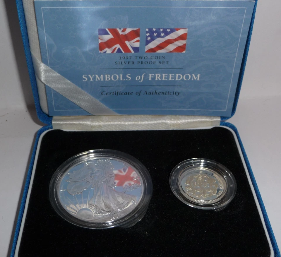 1997 Proof Symbols of Freedom, A Two-Coin Ultra Rare Set W/box and Certificate - Image 2 of 4