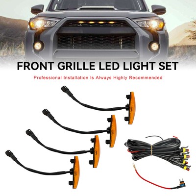 4PCS Plastic Car Grille LED Lights Light Für Toyota 4Runner 2014-23 TRD Pro