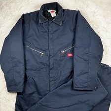 Vintage Dickies Insulated Coveralls Navy Quilted Lined 46/48 Regular Workwear