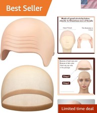 2 Pcs Realistic Bald Caps for Halloween - Stretchy Skin Tone Latex Costume