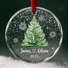 Custom Heart Snowflake Ornament – Personalized Couple Christmas Keepsake