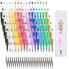 210 Pieces DIY Beadable Pen Bulk Kit 70PCS Ballpoint with Refills Bags Colorful