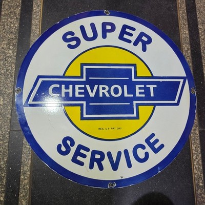 CHEVROLET SUPER PORCELAIN ENAMEL SIGN 29 X 29 INCHES