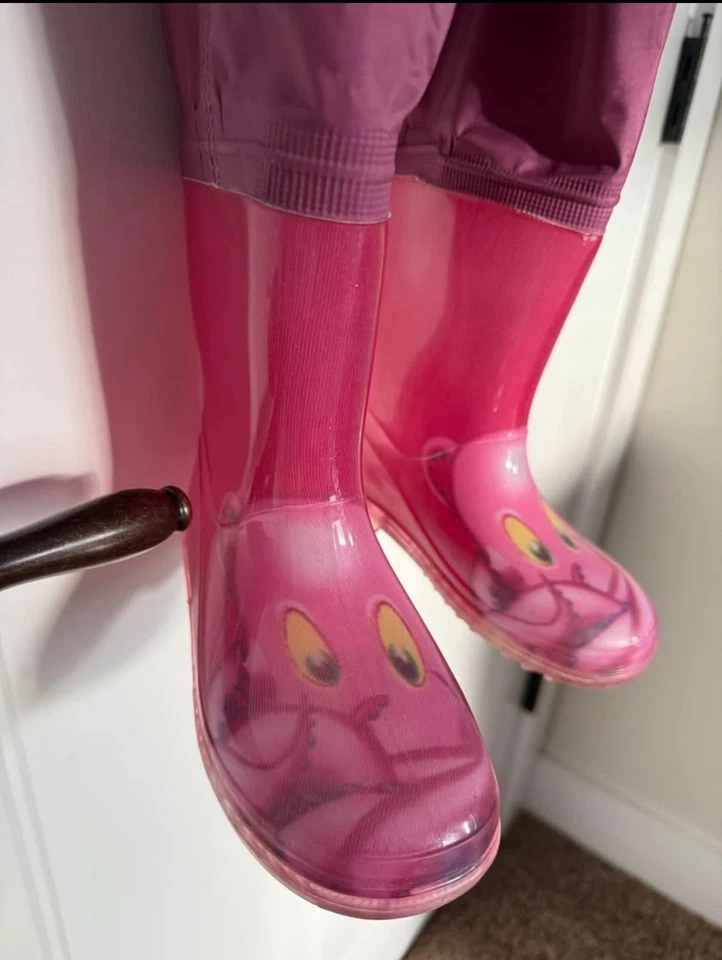8Fans size 12/13 Girls Pink purple Kids Chest Waders with Boots fishing - Image 2 of 4