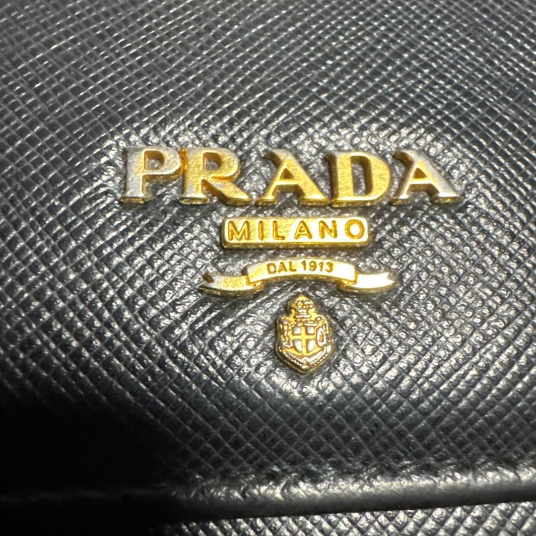 PRADA Saffiano Leather Long Wallet Black and Pink Interior 7.5 x 3.5 x 1.0"Italy thumbnail 21