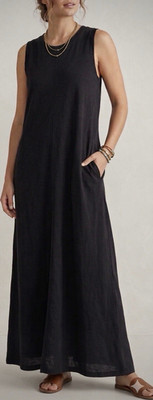 NEW Rachel Zoe Black Cotton Knit Sleeveless Maxi Dress w/ Pockets Size S - NWT