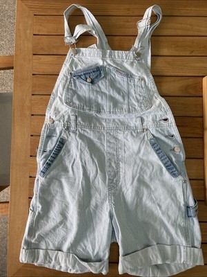 Vintage Y2K Denim Squeeze Jeans Overall Shorts Blue Stripe | eBay display picture 1