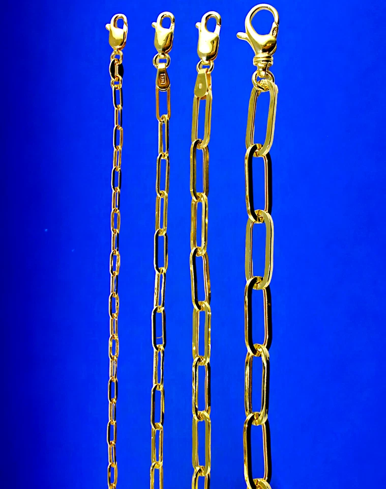 Collar pulsera clip ovalado oro amarillo 10K cadena oro real 2 mm-6 mm 7"-30"