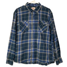 Levi's Plaid Flannel Long Sleeve Button Up Shirt Men's Size Large Blue Gray