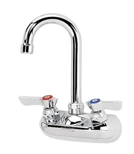 Krowne Metal Silver Series 4" Center Wall Mount Faucet, 3-1/2" Gooseneck Spout,