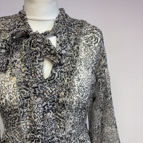 Aspiga Midi Dress Size Large Brown Gold Floral Pattern Sheer *Missing Slip* - Picture 3 of 11