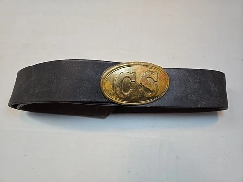 Reproduction Civil War Confederate Officers Leather Belt w/CS Buckle