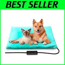 35x24in Heated Dog Bed, Timer Function, Chew Resistant